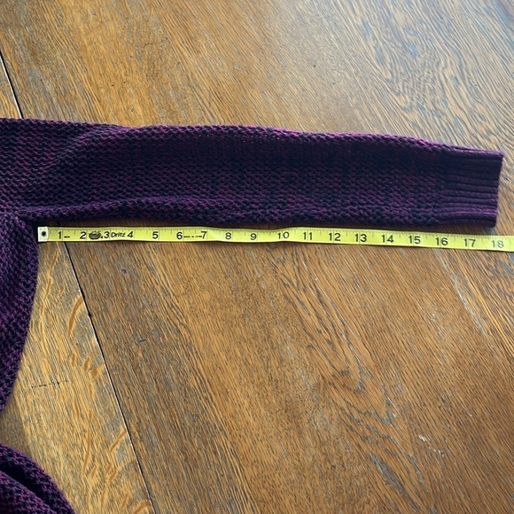 AGB Cardigan Open Weave Long Sleeve Purple and Black Color Size Large Angled Hem - Picture 10 of 12
